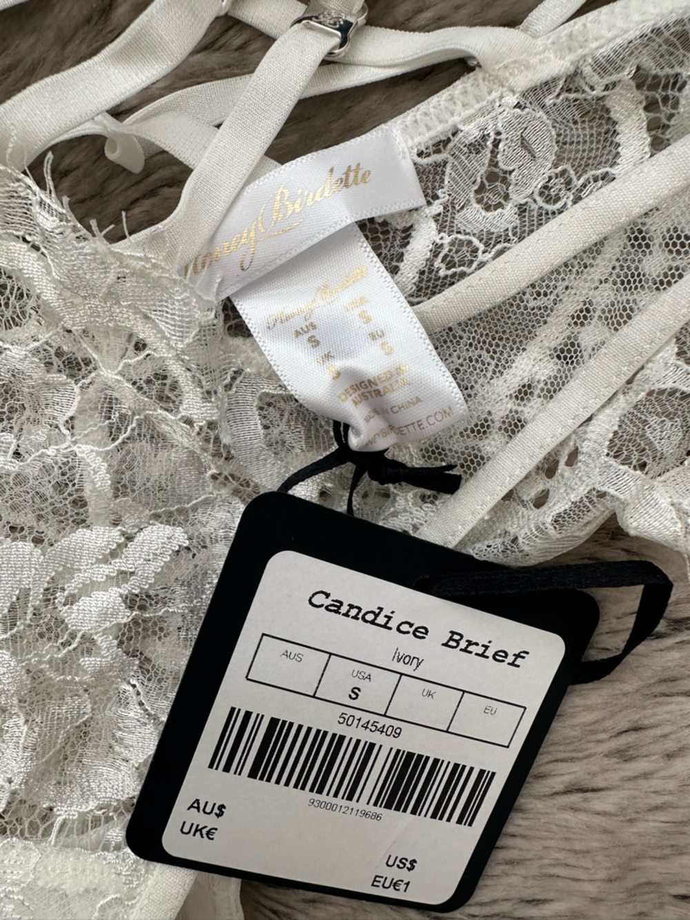 Honey Birdette Candice Brief White Floral Lace Strappy Panties - Picture 2 of 3